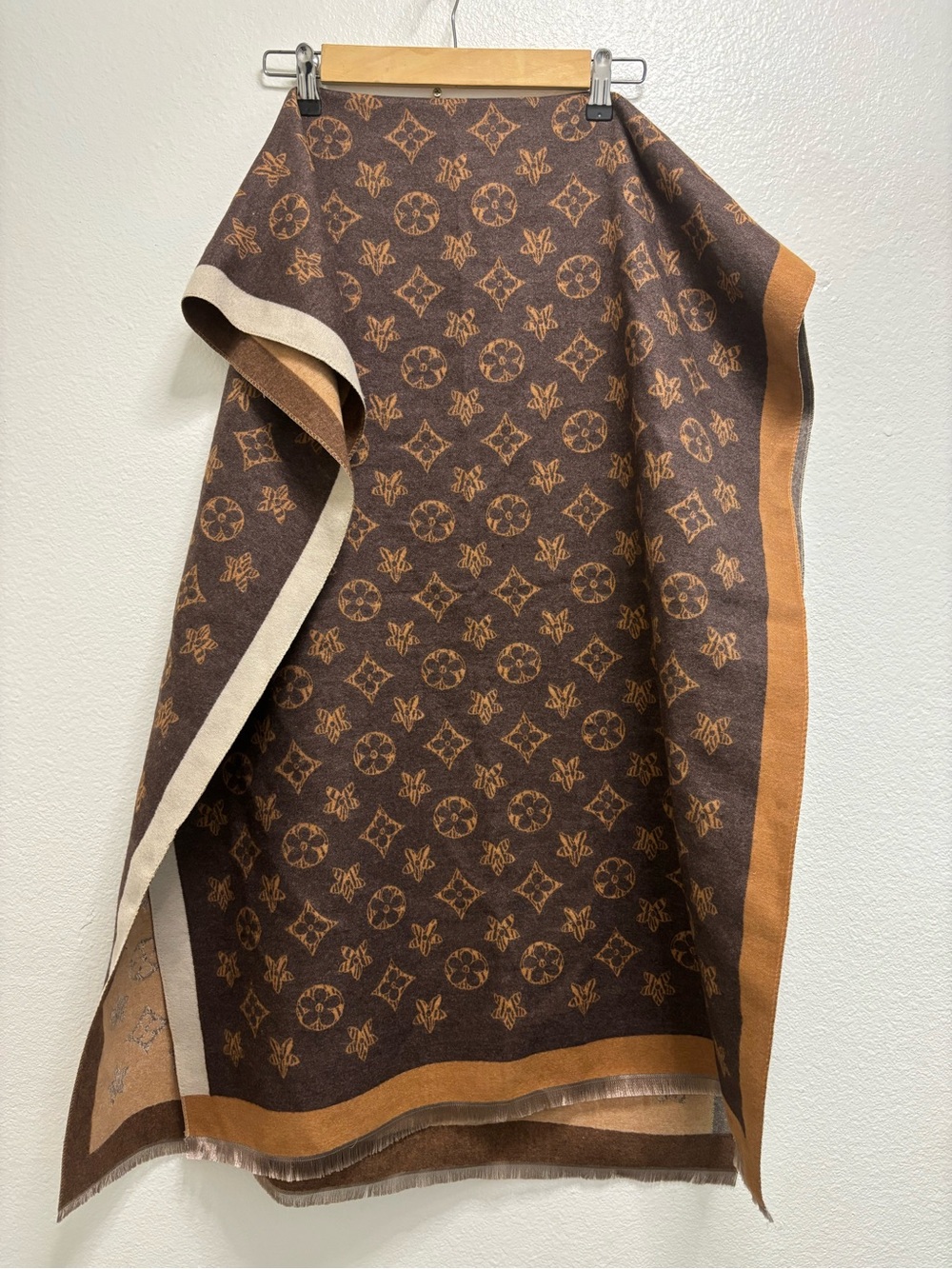 Louis Vuitton Monogram Shawl in Brown and Cream - Picture 2 of 5